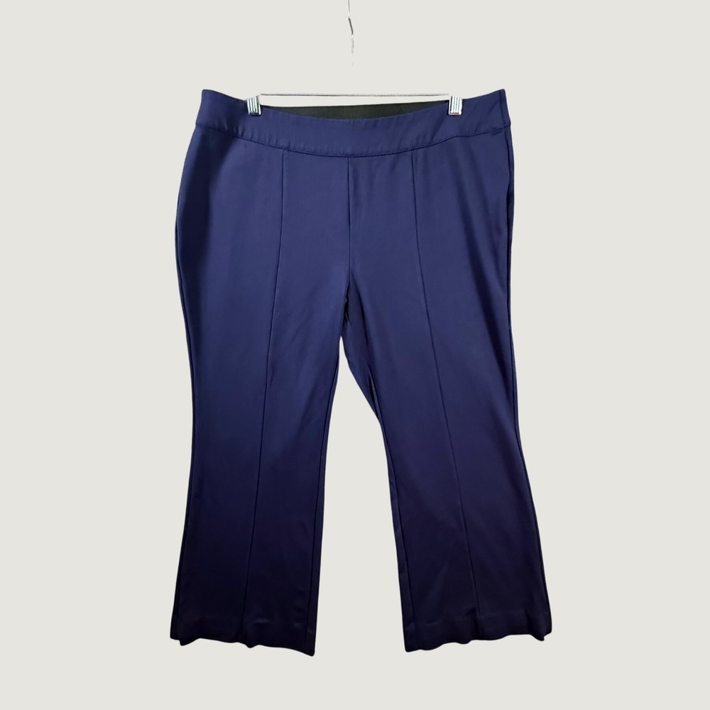 Lane Bryant Blue Pintuck Seam Pull On Stretch Trousers Womens Size 16